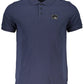 Blue Cotton Men Polo Shirt
