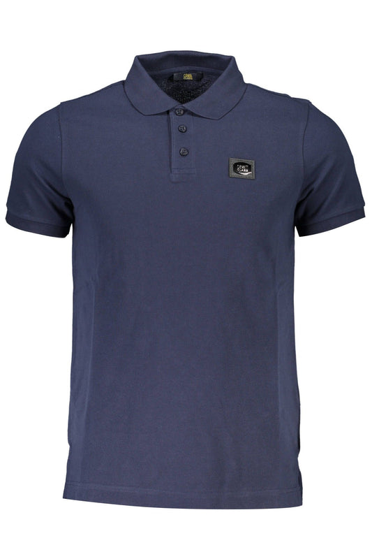 Blue Cotton Men Polo Shirt