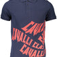 Blue Cotton Men Polo Shirt