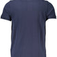 Blue Cotton Men Polo Shirt