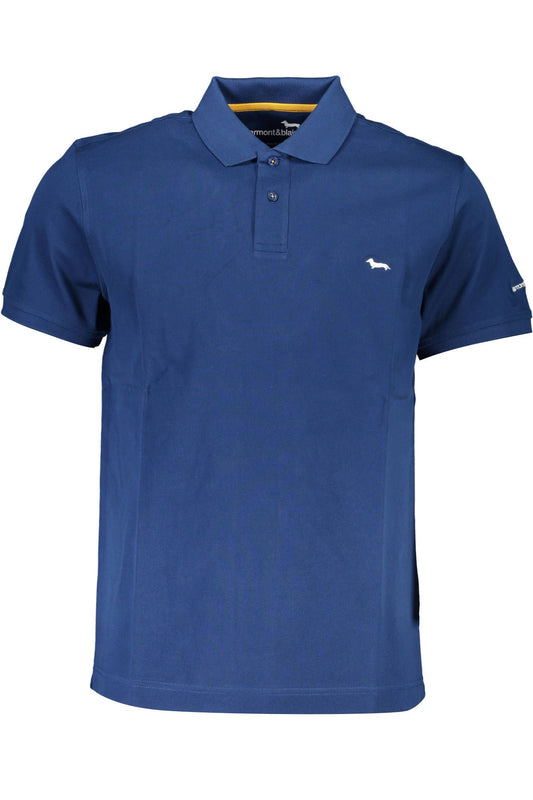 Blue Cotton Men Polo Shirt