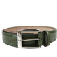 Gucci Men's Green Crocodile Classic Square Buckle Belt