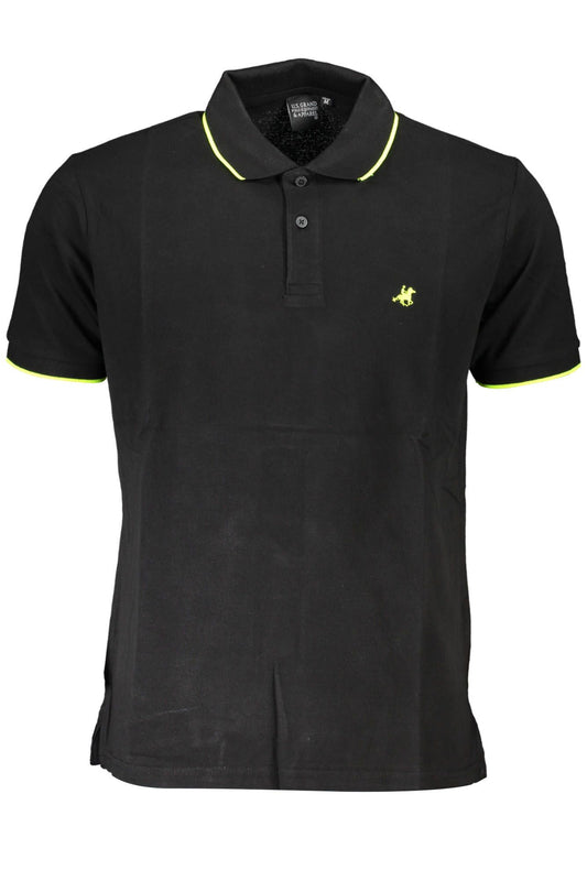 Black Cotton Men Polo Shirt