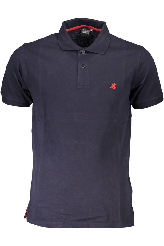 Blue Cotton Men Polo Shirt
