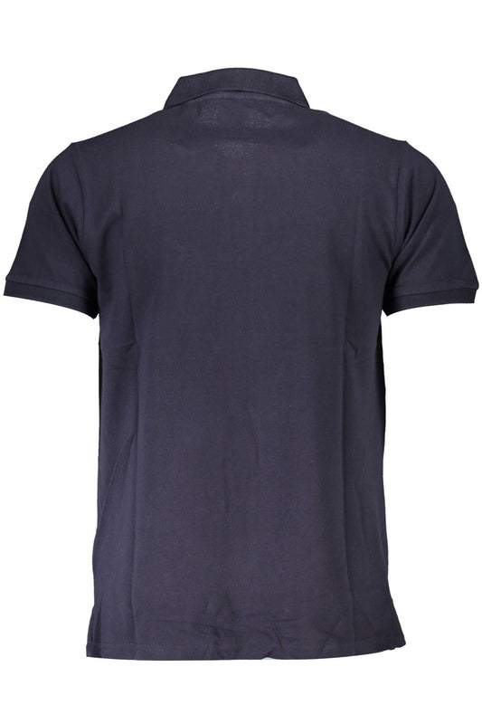 Blue Cotton Men Polo Shirt