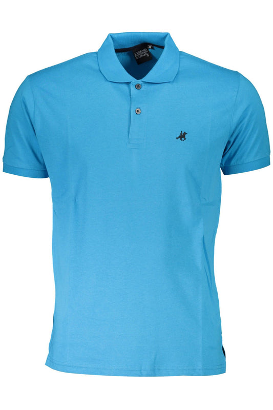 Light Blue Cotton Men Polo Shirt