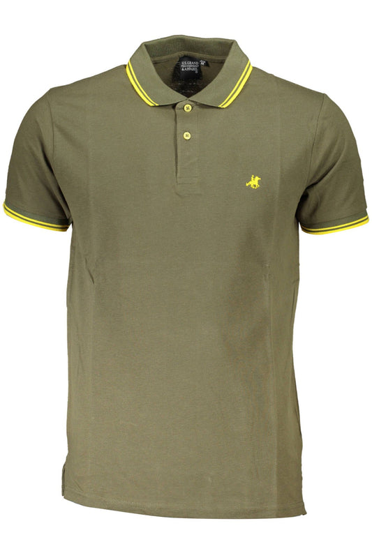 Green Cotton Men Polo Shirt