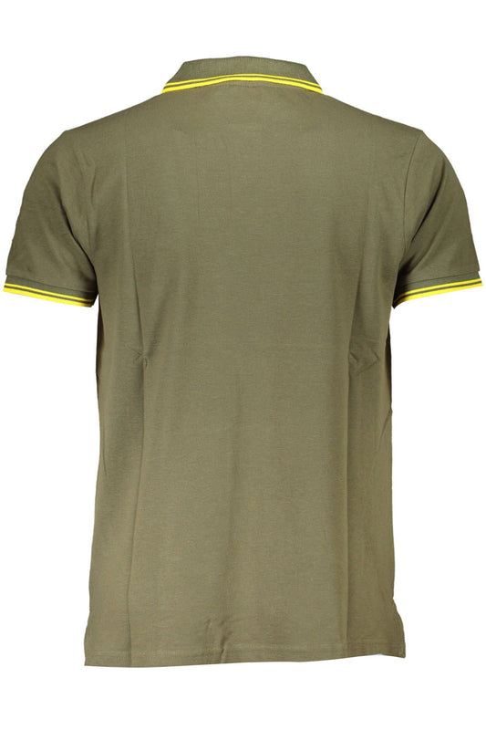 Green Cotton Men Polo Shirt