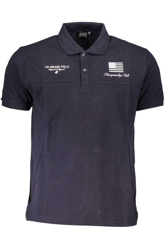 Blue Cotton Men Polo Shirt