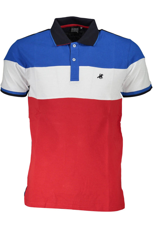 Blue Cotton Men Polo-Shirt
