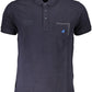 Blue Cotton Men Polo Shirt