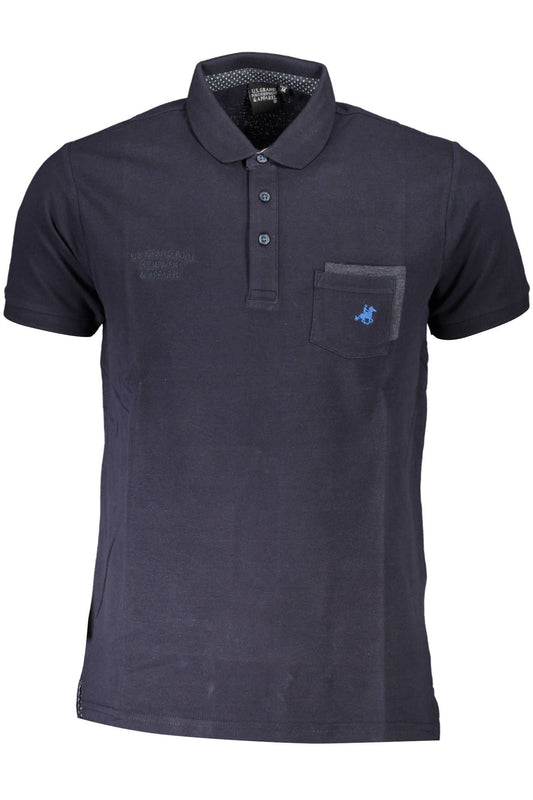 Blue Cotton Men Polo Shirt