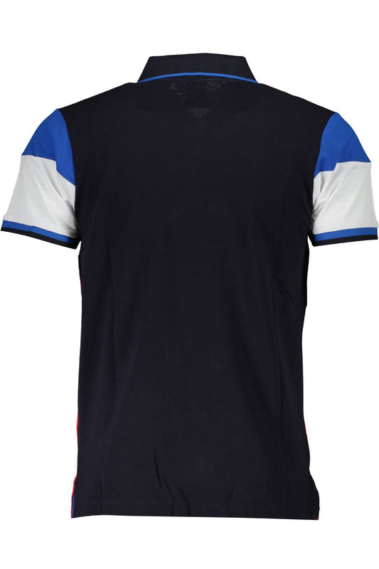 Blue Cotton Men Polo-Shirt