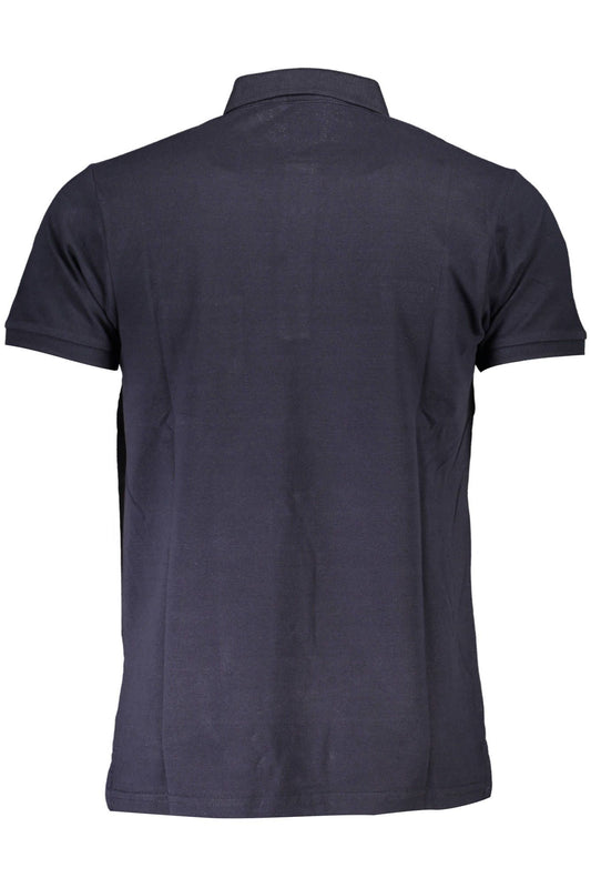Blue Cotton Men Polo Shirt