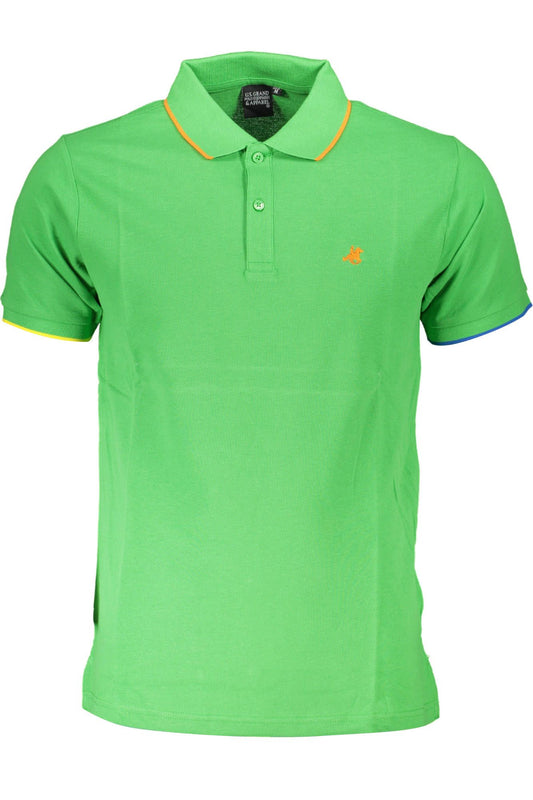 Green Cotton Men Polo Shirt