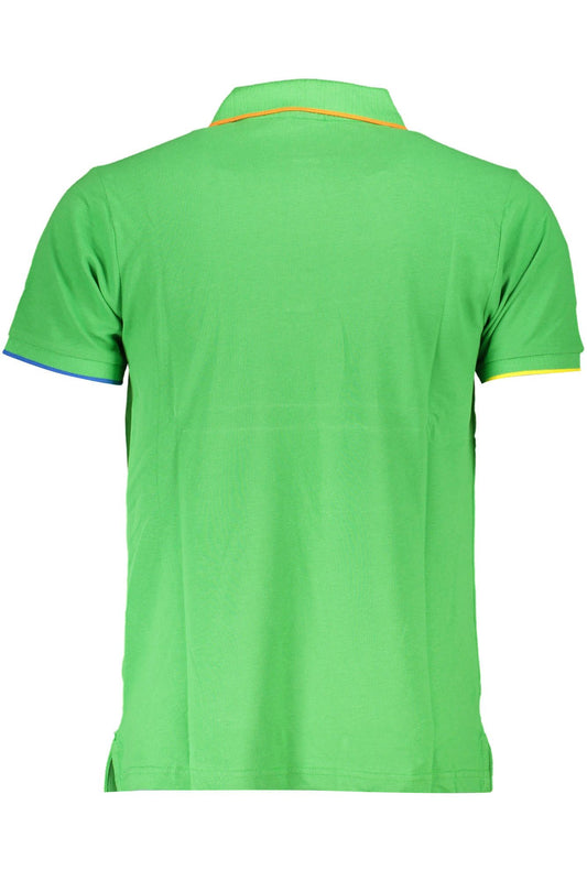 Green Cotton Men Polo Shirt