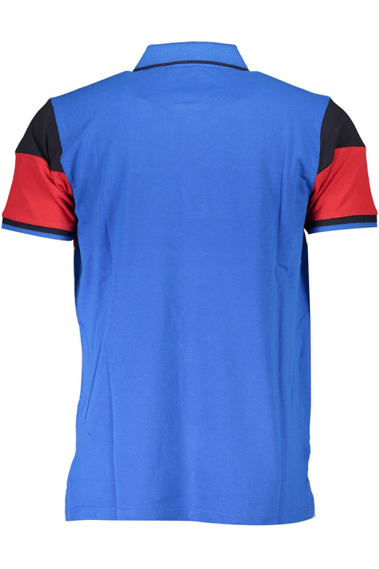 Blue Cotton Men Polo Shirt