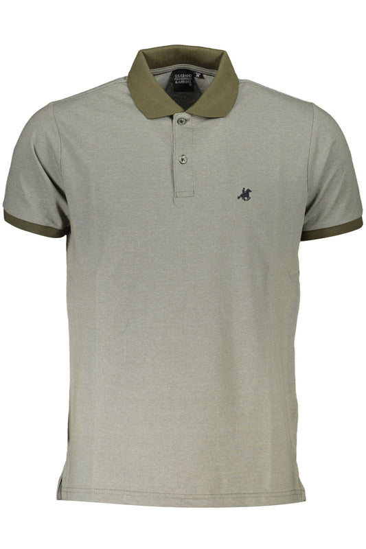 Green Cotton Men Polo Shirt