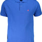 Blue Cotton Men Polo Shirt