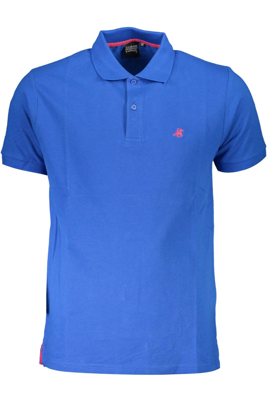 Blue Cotton Men Polo Shirt