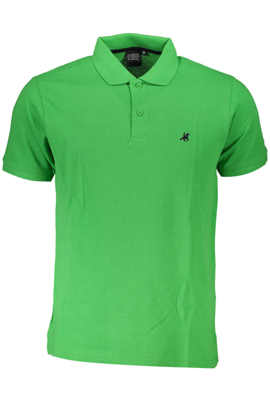 Green Cotton Men Polo Shirt