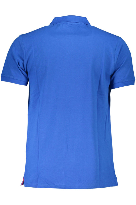 Blue Cotton Men Polo Shirt