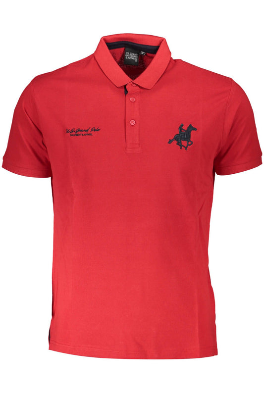 Red Cotton Men Polo Shirt