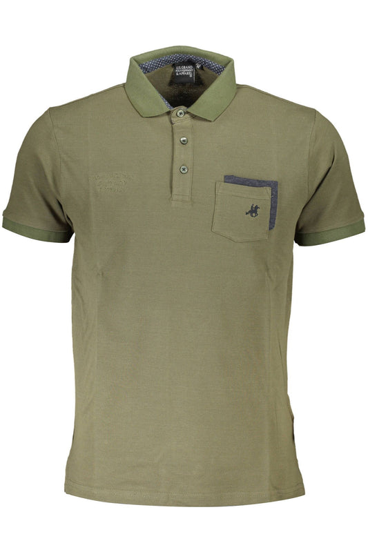 Green Cotton Men Polo Shirt