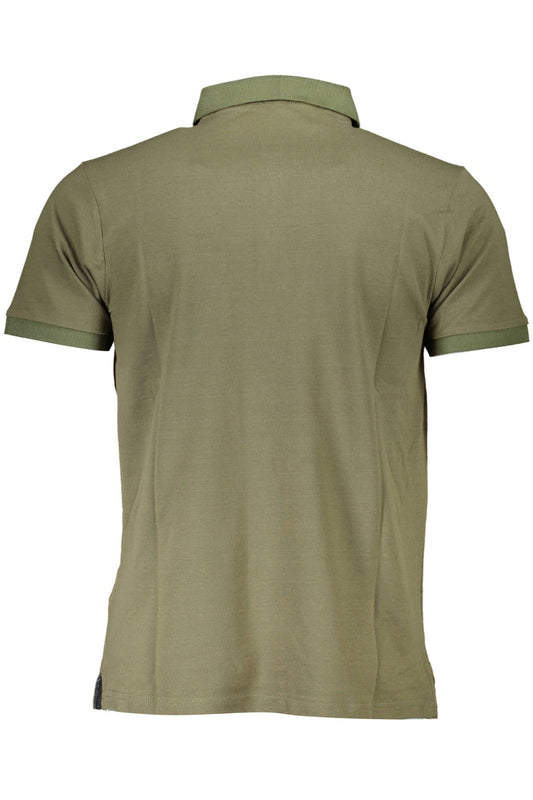 Green Cotton Men Polo Shirt