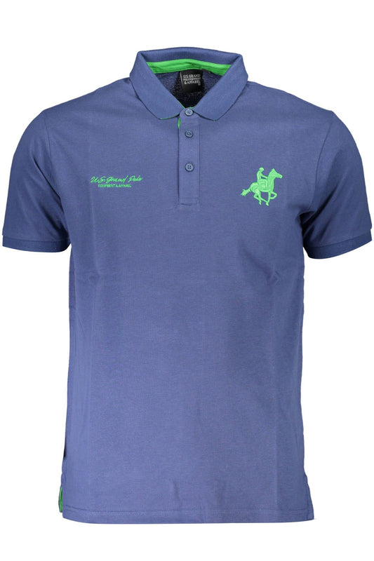 Blue Cotton Men Polo Shirt
