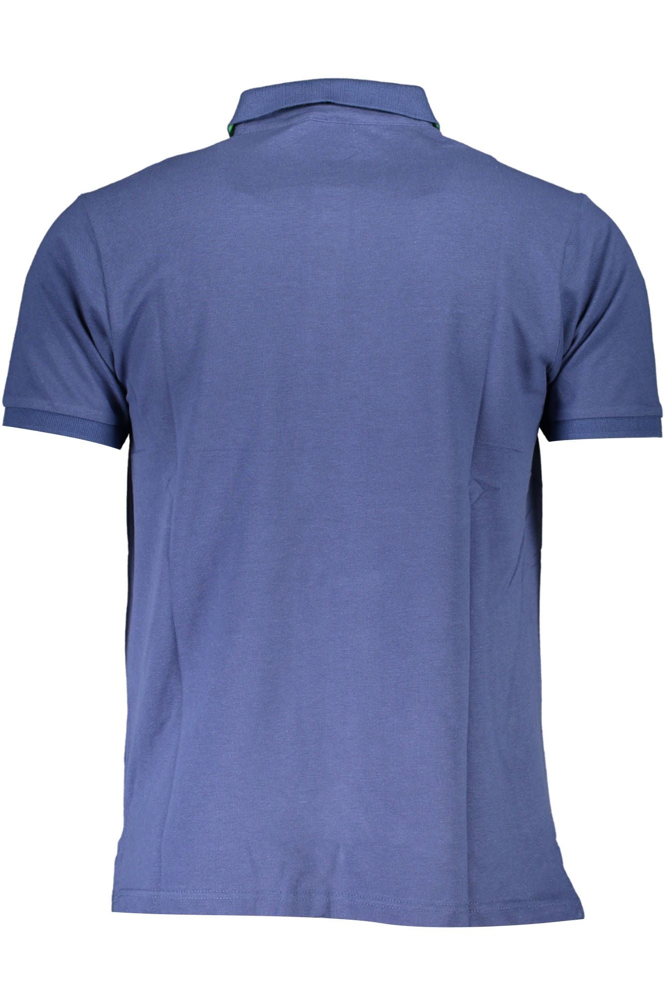 Blue Cotton Men Polo Shirt