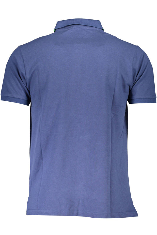 Blue Cotton Men Polo Shirt