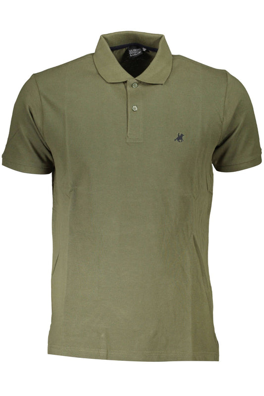 Green Cotton Men Polo Shirt