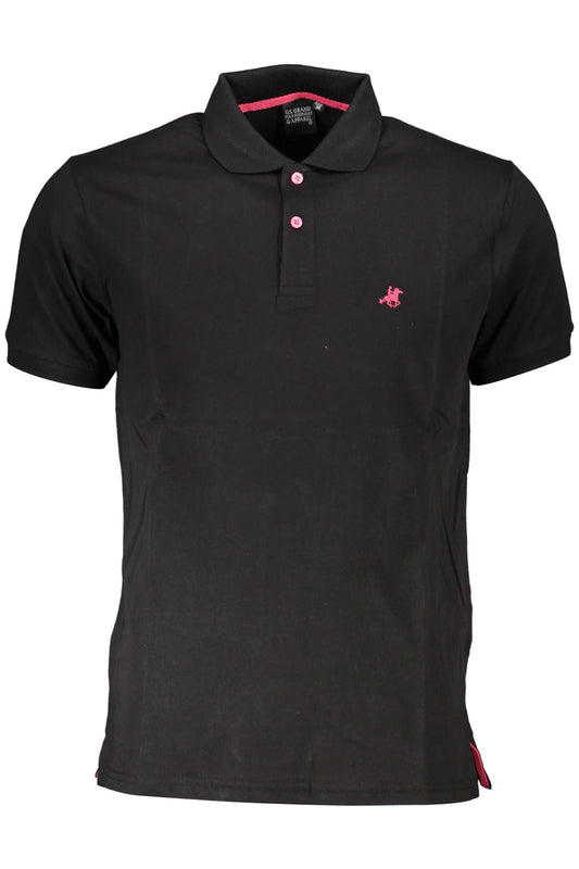 Black Cotton Men Polo