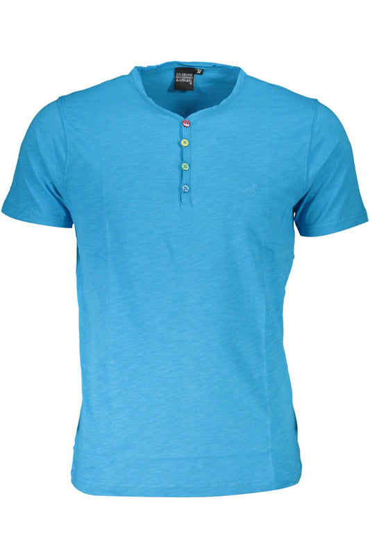 Light Blue Cotton Men T-Shirt