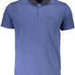 Blue Cotton Men Polo Shirt