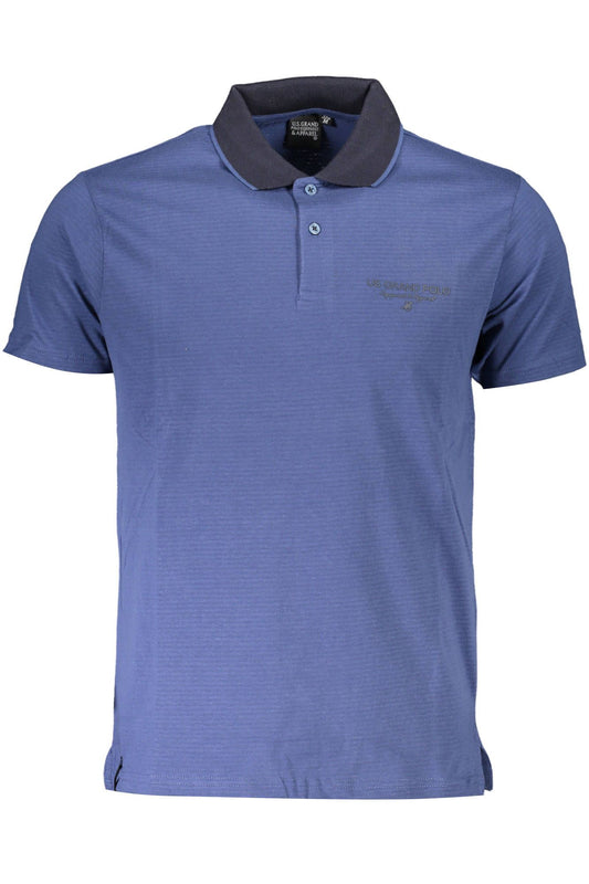 Blue Cotton Men Polo Shirt