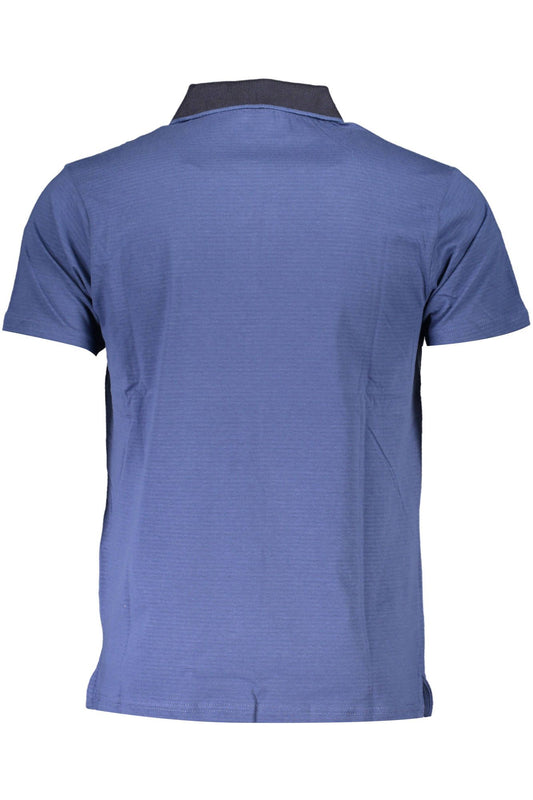 Blue Cotton Men Polo Shirt