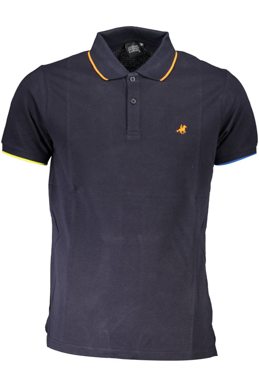Blue Cotton Men Polo