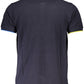 Blue Cotton Men Polo