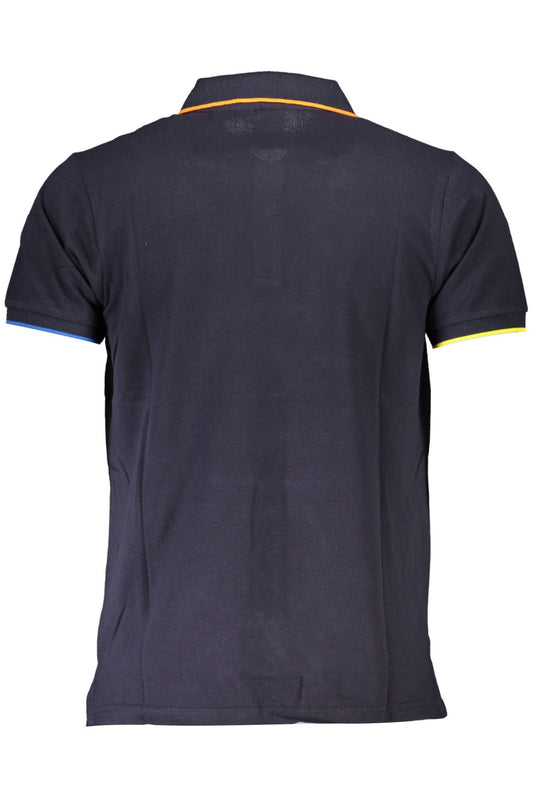 Blue Cotton Men Polo