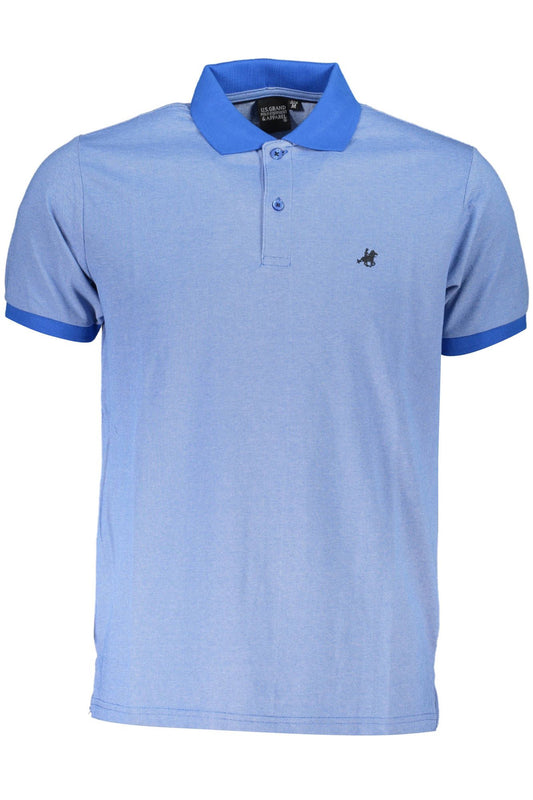 Blue Cotton Men Polo Shirt