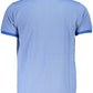 Blue Cotton Men Polo Shirt