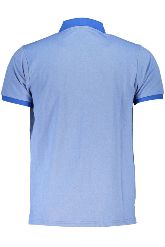 Blue Cotton Men Polo Shirt