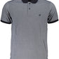 Blue Cotton Men Polo Shirt
