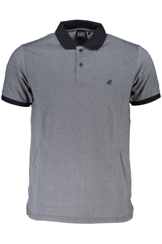 Blue Cotton Men Polo Shirt