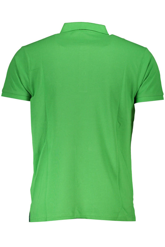 Green Cotton Men Polo Shirt