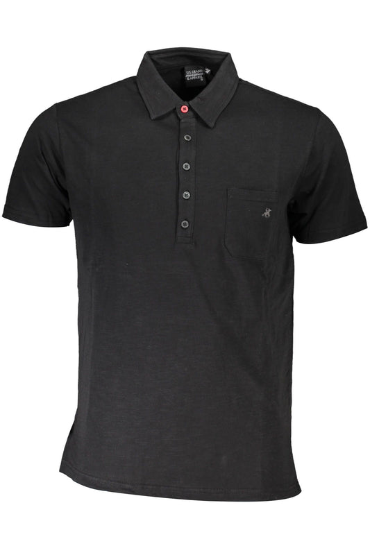 Black Cotton Men Polo Shirt