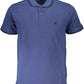 Blue Cotton Men Polo Shirt
