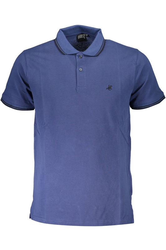Blue Cotton Men Polo Shirt